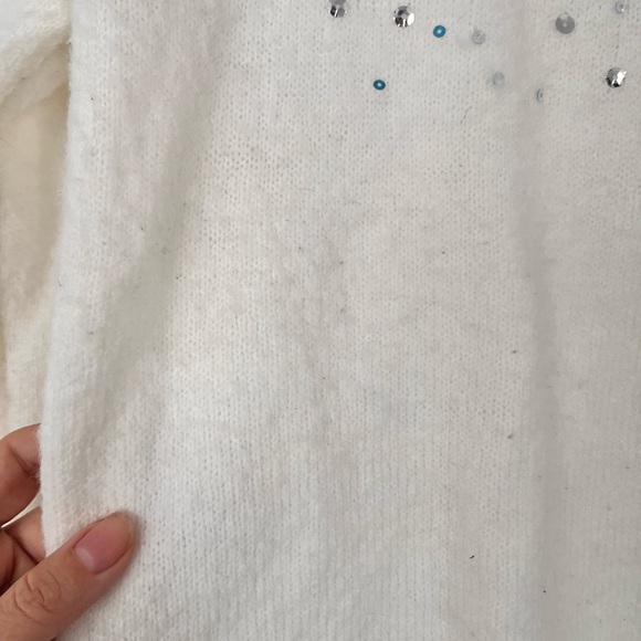 Colorful Sequin Embellished White Sweater by designer Airoldi - Picture 10 of 14